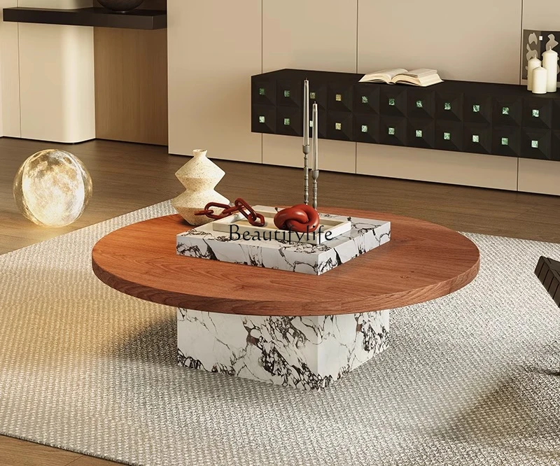 CC Medieval black round solid wood coffee table French retro style marble rock slab round coffee table
CC Medieval black round solid wood coffee table French retro style marble rock slab round coffee table