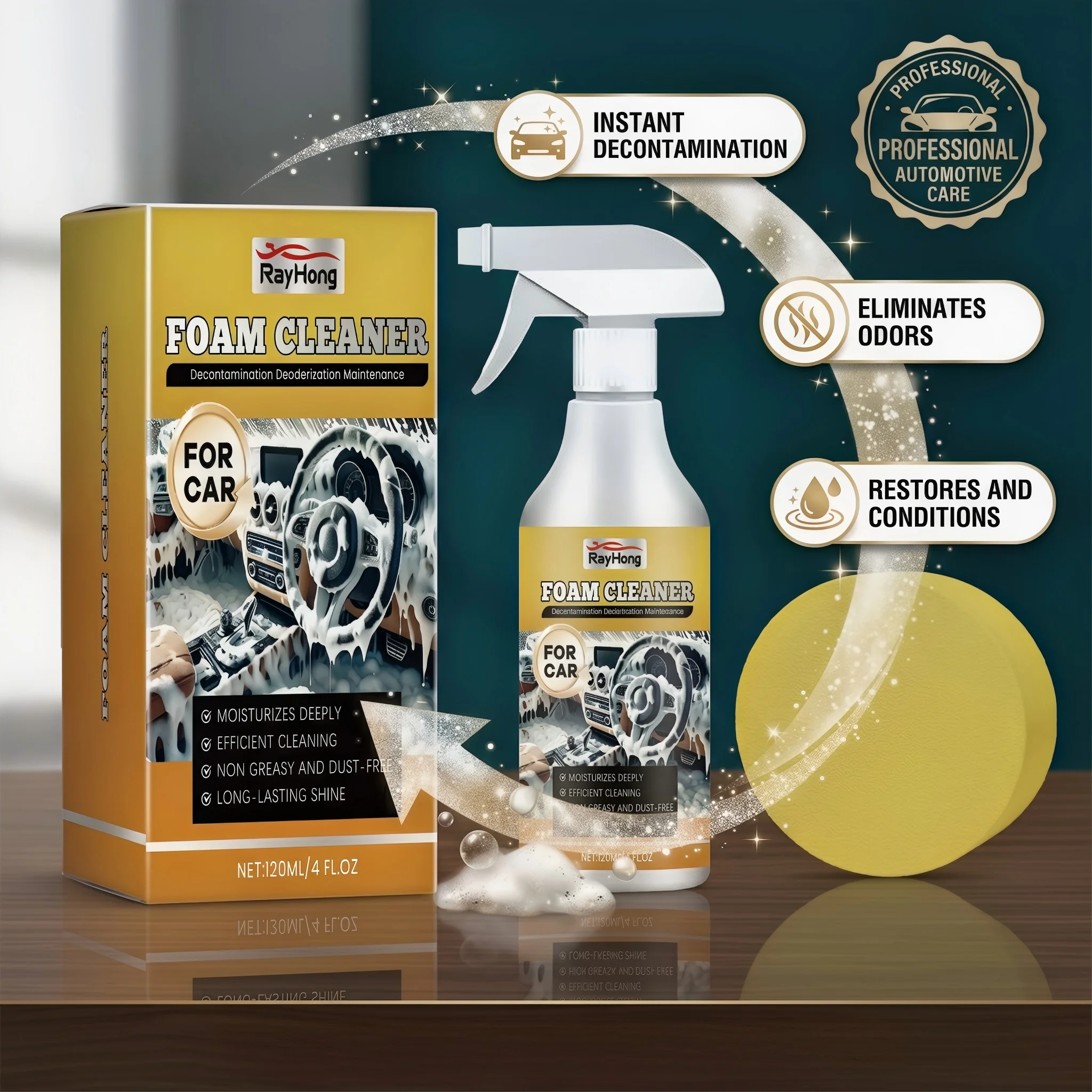 Car Foam Cleaner Spray 120ml with Sponge Stain & Odor Remover for Auto Interior/Exterior, Non-greasy Dust-Free Maintenance Spray
Car Foam Cleaner Spray 120ml with Sponge Stain & Odor Remover for Auto Interior/Exterior, Non-greasy Dust-Free Maintenance Spray