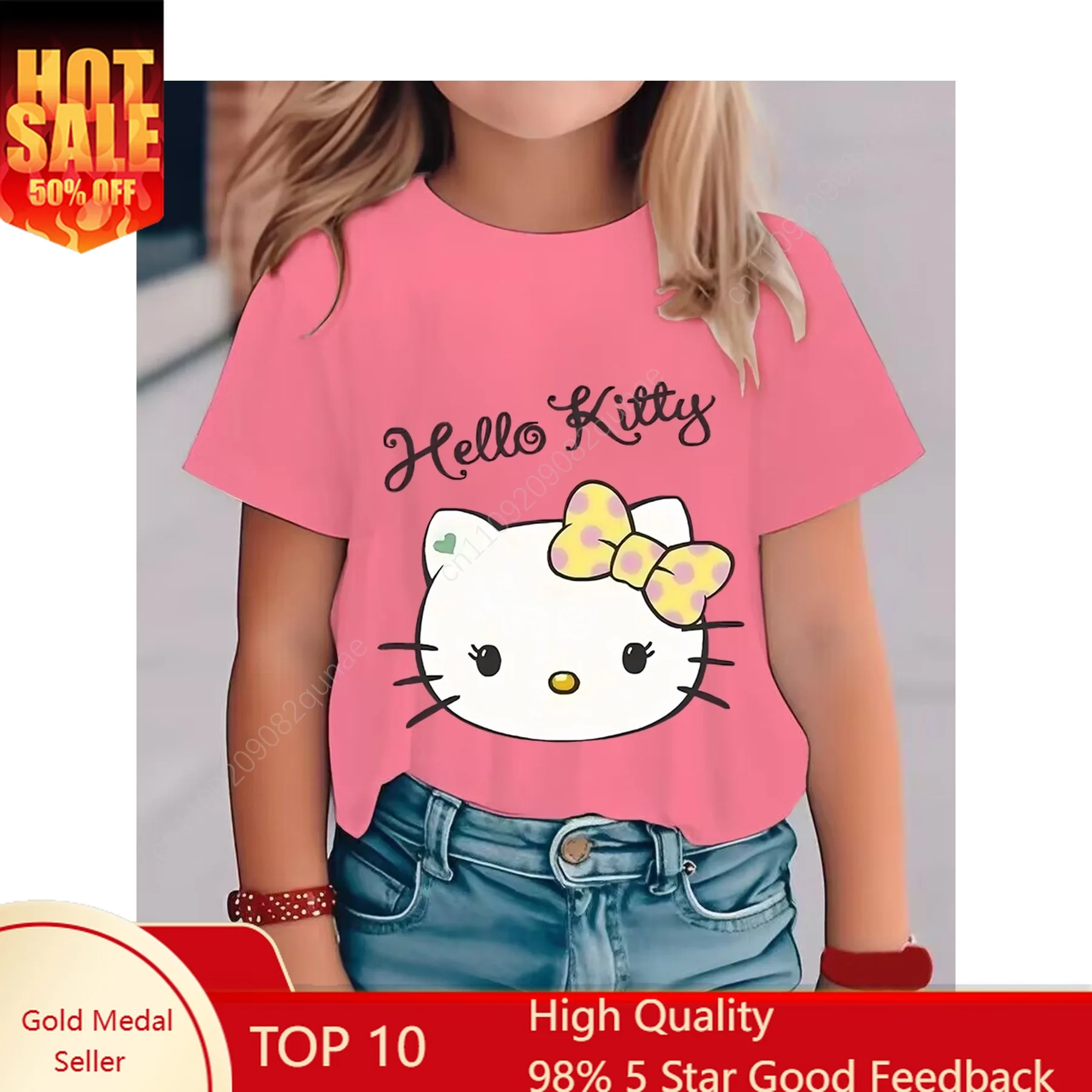 Sanliou HelloKitty Super Cute Cartoon Cat T-Shirt Round Neck Top for Children Woman Hello Kitty Mother-Daughter Matching Outfits
Sanliou HelloKitty Super Cute Cartoon Cat T-Shirt Round Neck Top for Children Woman Hello Kitty Mother-Daughter Matching Outfits