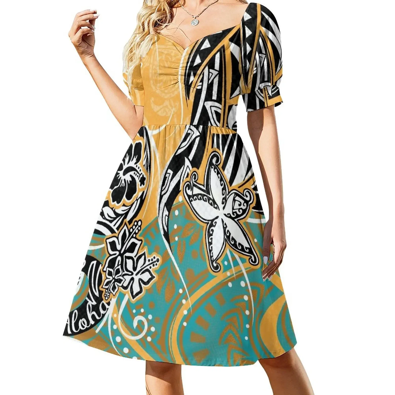 Samoan Floral Tapa Print Short-Sleeved Dress dress women summer fairy dress prom 2025
Samoan Floral Tapa Print Short-Sleeved Dress dress women summer fairy dress prom 2025