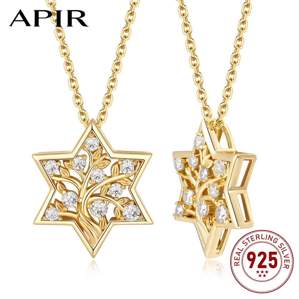APIR Moissanite Necklace 925 Silver Six-pointed Star Tree of Life 18k Gold Plated Pendant for Women Ladies Luxury Jewelry Gift
APIR Moissanite Necklace 925 Silver Six-pointed Star Tree of Life 18k Gold Plated Pendant for Women Ladies Luxury Jewelry Gift