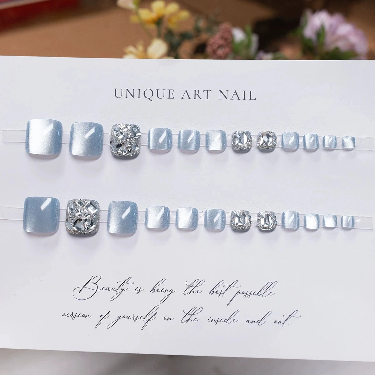 24PCS Flash Light Blue Fake Toe Nails Cat's Eye Full Diamond Decor Short Square Foot Nails y2k Press On Removable False Toenails
24PCS Flash Light Blue Fake Toe Nails Cat's Eye Full Diamond Decor Short Square Foot Nails y2k Press On Removable False Toenails