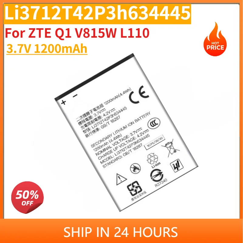 Li3712T42P3h634445 High Quality Phone Battery 3.7V 1200mAh For ZTE Q1 V815W L110 Brand New Replacement Battery
Li3712T42P3h634445 High Quality Phone Battery 3.7V 1200mAh For ZTE Q1 V815W L110 Brand New Replacement Battery
