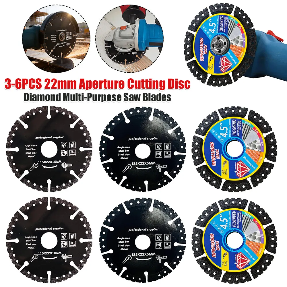 Diamond Multi-Purpose Saw Blades 22mm Aperture Diamond Cutting Discs for Metal Steel Concrete Stone Tile Porcelain
Diamond Multi-Purpose Saw Blades 22mm Aperture Diamond Cutting Discs for Metal Steel Concrete Stone Tile Porcelain