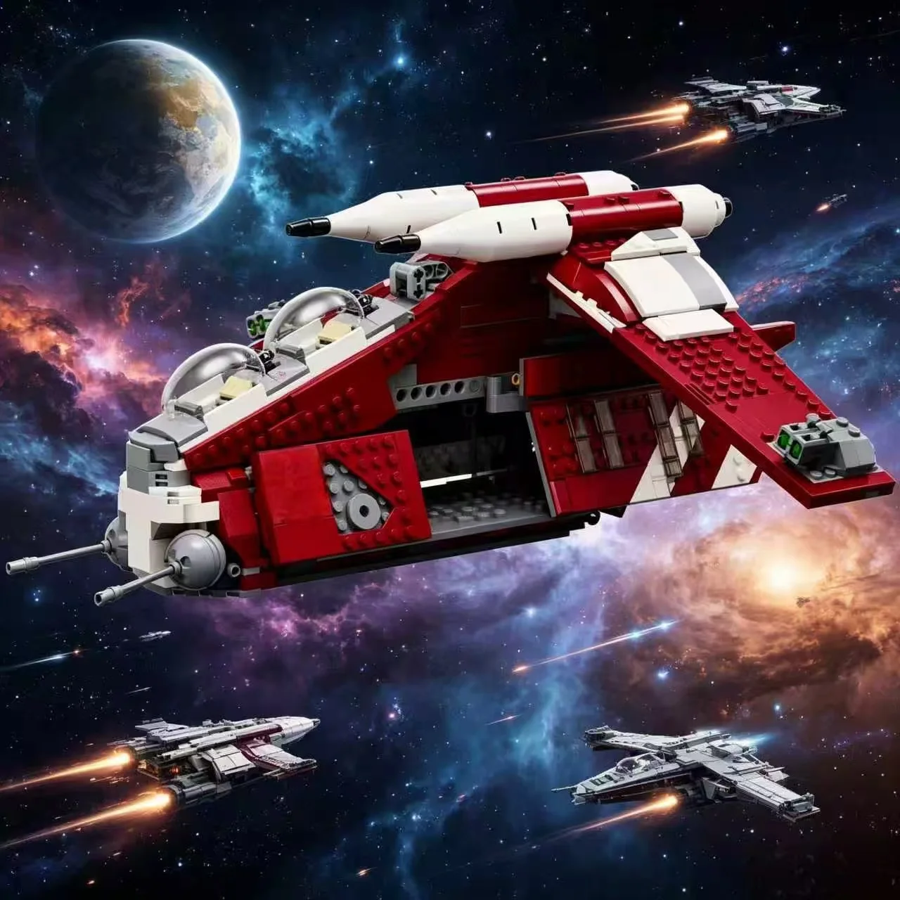New MOC Red Space Combatship Model, 1083 Pieces, Home Decoration Building Blocks, Perfect Birthday Gifts for Boys/Children.
New MOC Red Space Combatship Model, 1083 Pieces, Home Decoration Building Blocks, Perfect Birthday Gifts for Boys/Children.