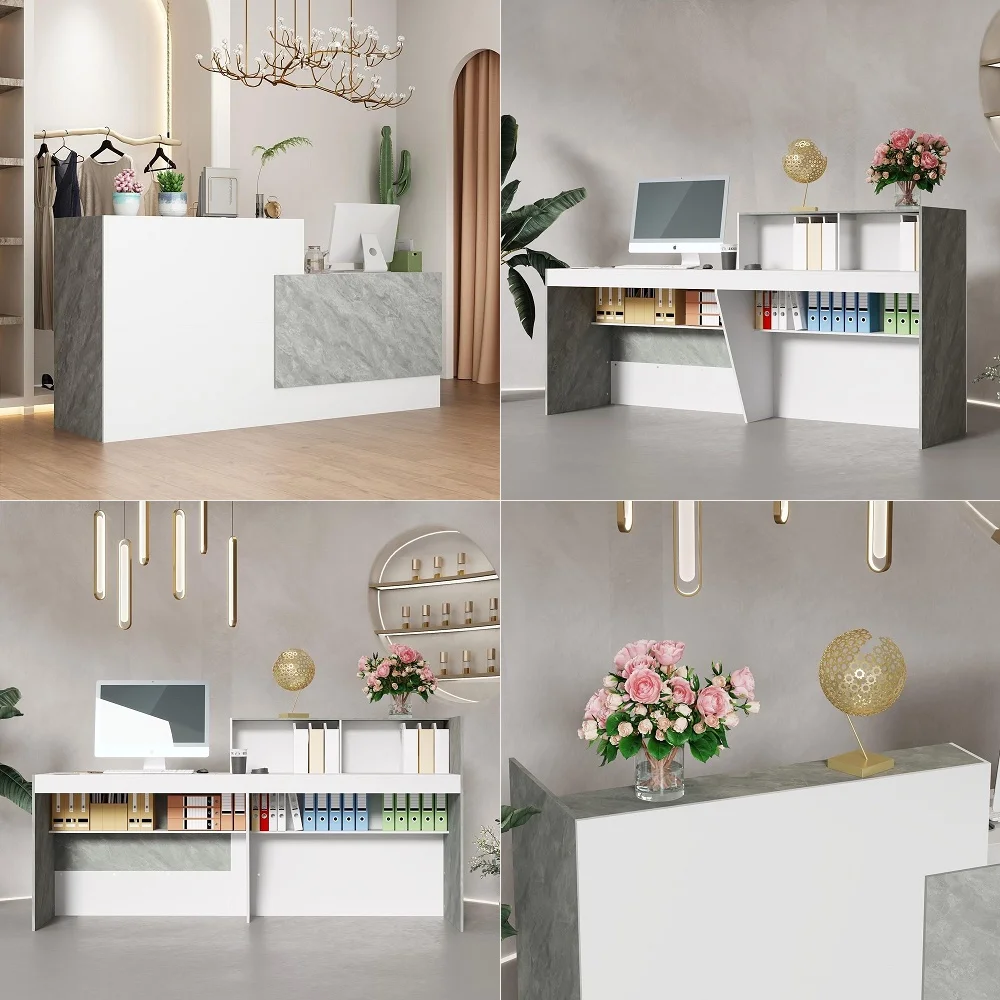 Modern Reception Desk Office Desk with Storage Shelves amp Marble Texture, Retail Counter Front Table for Checkout amp Home Off
Modern Reception Desk Office Desk with Storage Shelves amp Marble Texture, Retail Counter Front Table for Checkout amp Home Off