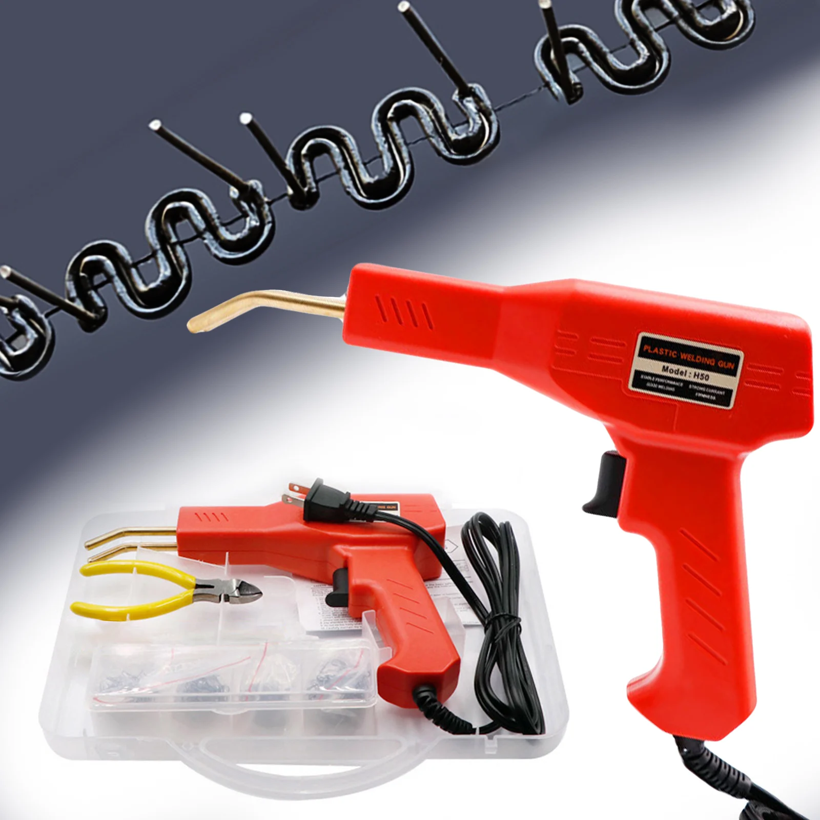 50W Plastic Welder Car Bumper Crack Repair Machine with Pliers Staples Plastics Welding Gun Repair for Auto Body Dent Removal
50W Plastic Welder Car Bumper Crack Repair Machine with Pliers Staples Plastics Welding Gun Repair for Auto Body Dent Removal