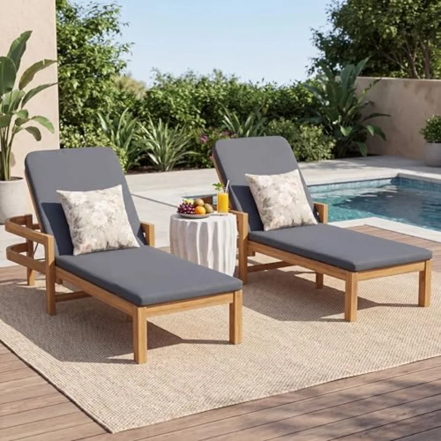 2-Piece Outdoor Acacia Wood Chaise Lounge with Adjustable Backrest and Water-Resistant Cushion, 4-Position Patio Recliner for P
2-Piece Outdoor Acacia Wood Chaise Lounge with Adjustable Backrest and Water-Resistant Cushion, 4-Position Patio Recliner for P