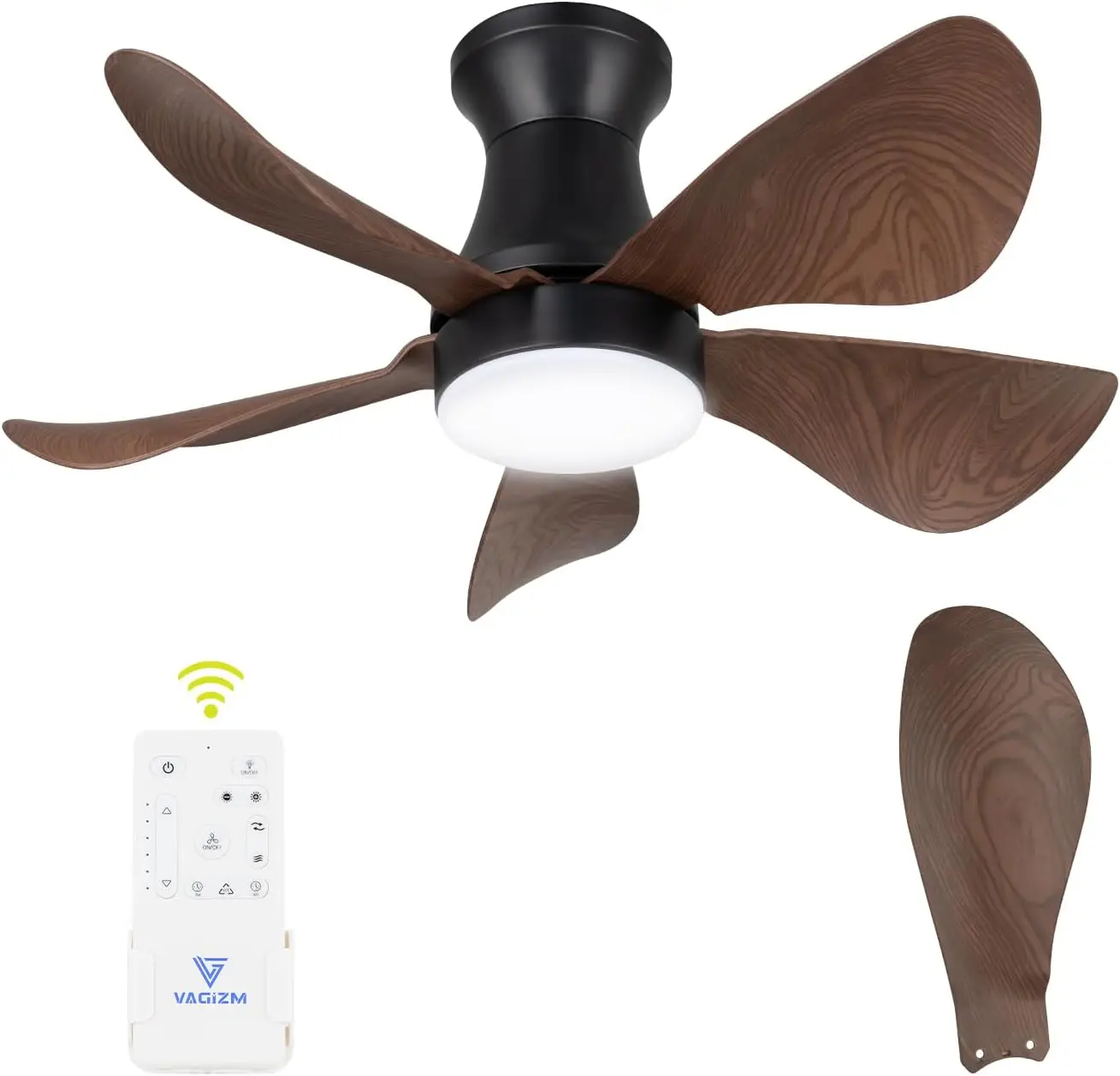 30 Inch Low Profile Ceiling Fan with Light - Walnut Finish, 5 Blades, Remote Control, Indoor/Outdoor Use
30 Inch Low Profile Ceiling Fan with Light - Walnut Finish, 5 Blades, Remote Control, Indoor/Outdoor Use