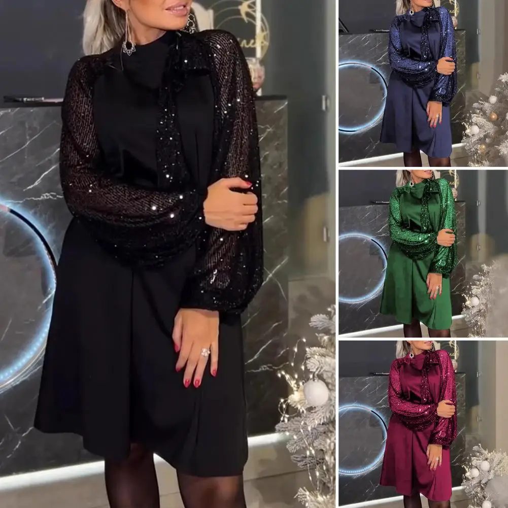 Women Sparkling Sequin Dress Elegant Sequin Patchwork Midi Dress for Women Round Neck Lace-up Strap Long Sleeves Party Dresses
Women Sparkling Sequin Dress Elegant Sequin Patchwork Midi Dress for Women Round Neck Lace-up Strap Long Sleeves Party Dresses