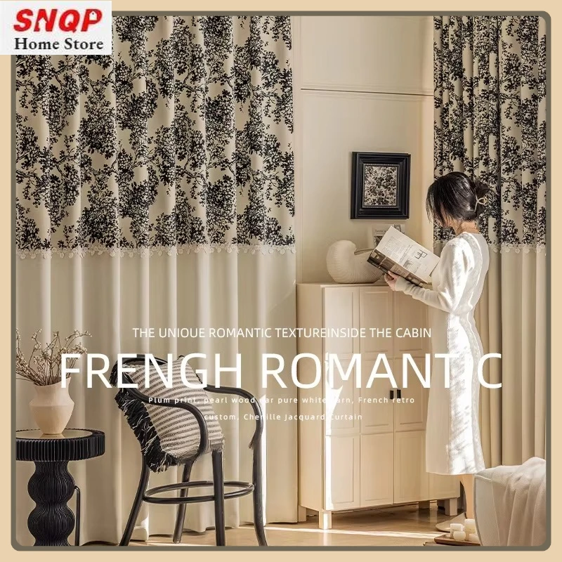 French Vintage Chenille Print Luxury Curtains for Living Room Bedroom Blackout Arbutus Tree Cream Lace Stitching Tulle Custom
French Vintage Chenille Print Luxury Curtains for Living Room Bedroom Blackout Arbutus Tree Cream Lace Stitching Tulle Custom
