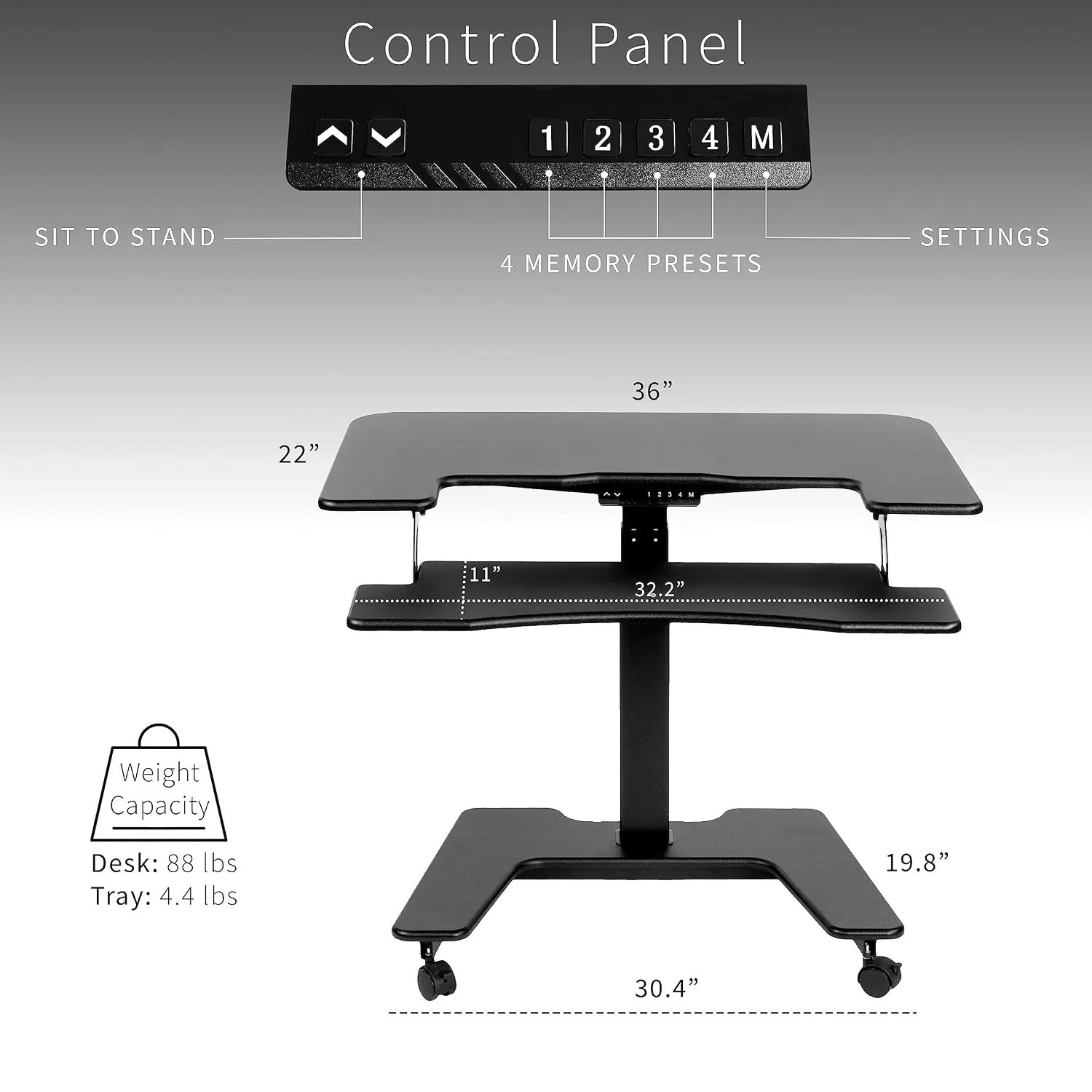 36 Inch Mobile Electric Height Adjustable Standing Desk with Wheels, Dual Platform Rolling Desk for Small Spaces, Customized
36 Inch Mobile Electric Height Adjustable Standing Desk with Wheels, Dual Platform Rolling Desk for Small Spaces, Customized