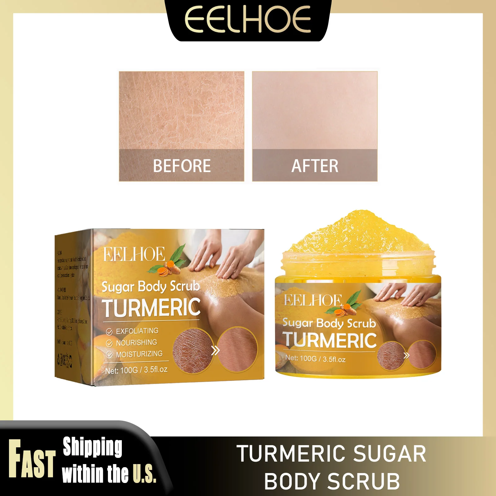 EELHOE 100g Turmeric Body Scrub Exfoliating Deep Cleansing Skin Nourishing Moisturizing Smooth Skin More Flexible Body Skin Care
EELHOE 100g Turmeric Body Scrub Exfoliating Deep Cleansing Skin Nourishing Moisturizing Smooth Skin More Flexible Body Skin Care