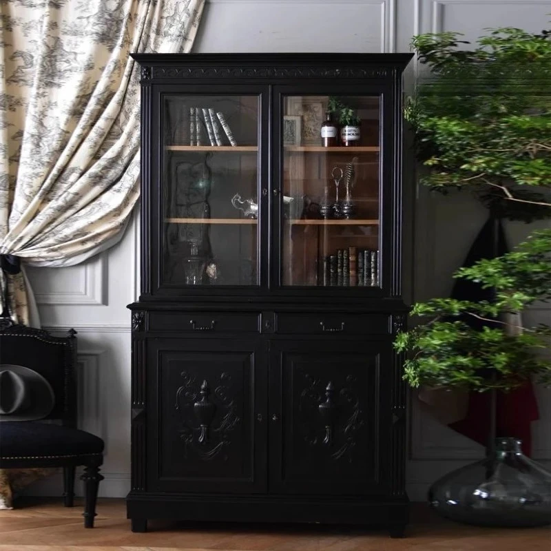 Retro style all solid wood dining side cabinet black wine cabinet integrated storage display decoration against the wall
Retro style all solid wood dining side cabinet black wine cabinet integrated storage display decoration against the wall