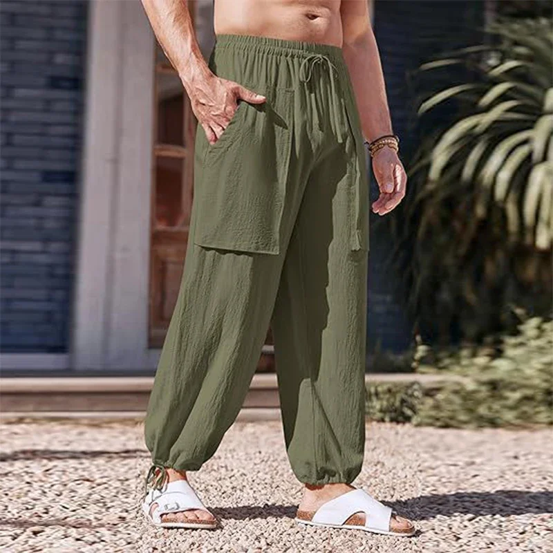 Vintage Drawstring Cotton Linen Pants Men Summer Beach Casual Solid Color Loose Trousers Leisure Breathable Mens Pockets Pants
Vintage Drawstring Cotton Linen Pants Men Summer Beach Casual Solid Color Loose Trousers Leisure Breathable Mens Pockets Pants