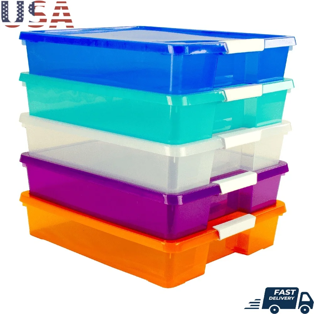 Stackable Craft Storage Box Assorted Colors Snap Shut Latch Transparent Classroom Supplies Paper Storage Arts Crafts Pack of 5
Stackable Craft Storage Box Assorted Colors Snap Shut Latch Transparent Classroom Supplies Paper Storage Arts Crafts Pack of 5