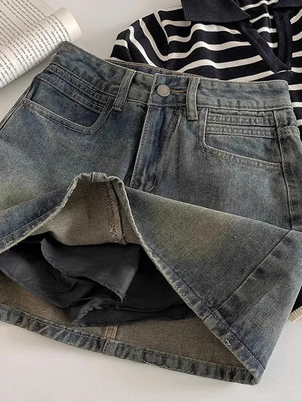 Retro k ort A-Line Denim Skirt High Waist Belt Anti-Light Summer New Arrival Casual Straight Leg Jeans Skirt
Retro k ort A-Line Denim Skirt High Waist Belt Anti-Light Summer New Arrival Casual Straight Leg Jeans Skirt