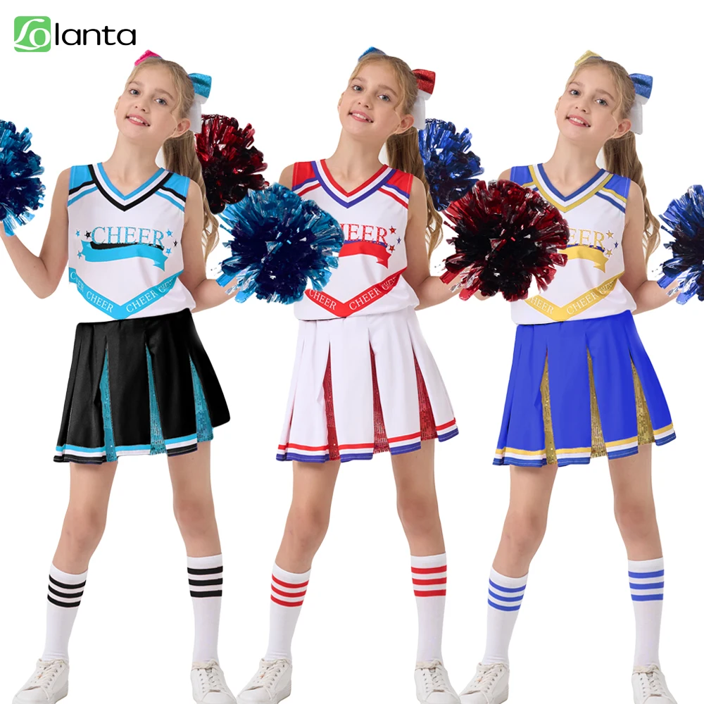 LOlanta 5Pcs Girls Cheerleader Costumes with Socks Headwear Kids Cheerleading Dress Halloween Cosplay Party Outfits 3-12 Years
LOlanta 5Pcs Girls Cheerleader Costumes with Socks Headwear Kids Cheerleading Dress Halloween Cosplay Party Outfits 3-12 Years