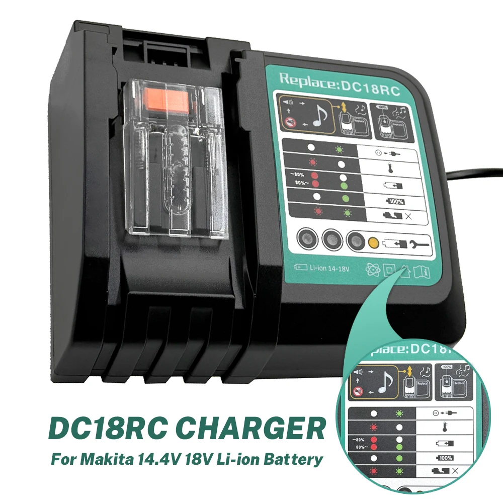 Новая замена DC18RC для Makita 14,4 В 18 В литий-ионный аккумулятор 3A зарядное устройство для Makita BL1815 BL1860 BL1430 BL1450
Новая замена DC18RC для Makita 14,4 В 18 В литий-ионный аккумулятор 3A зарядное устройство для Makita BL1815 BL1860 BL1430 BL1450