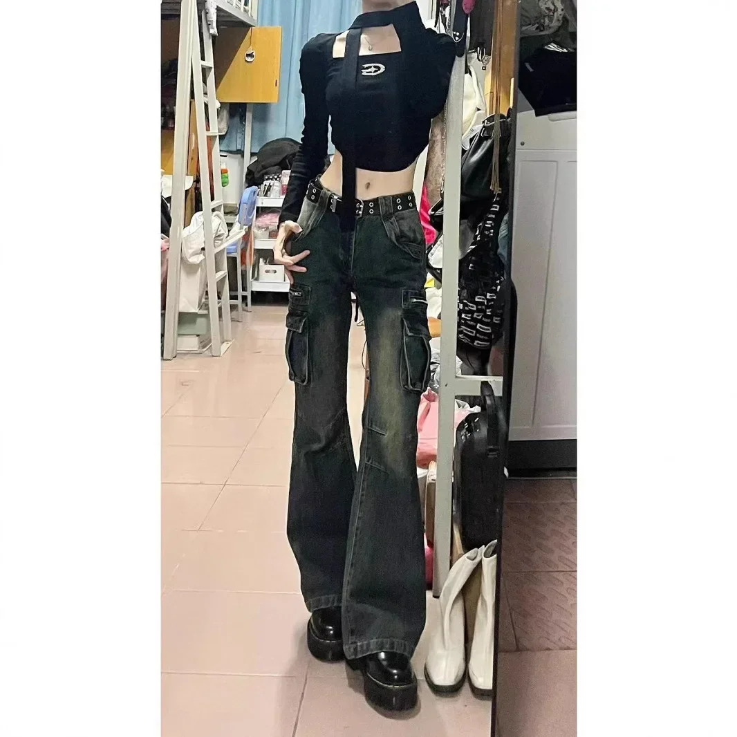 Pop American Style Low Waist Pocketed Denim Jeans Women's Spring Summer Loose Slimming Bell Bottom Long Trousers
Pop American Style Low Waist Pocketed Denim Jeans Women's Spring Summer Loose Slimming Bell Bottom Long Trousers