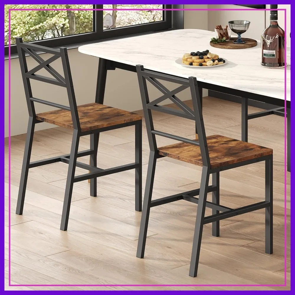 Rustic Wooden Dining Chair Set of 2, Farmhouse Kitchen Chairs with Backrest, Industrial Metal Frame, Easy Assembly, Rustic Brown
Rustic Wooden Dining Chair Set of 2, Farmhouse Kitchen Chairs with Backrest, Industrial Metal Frame, Easy Assembly, Rustic Brown
