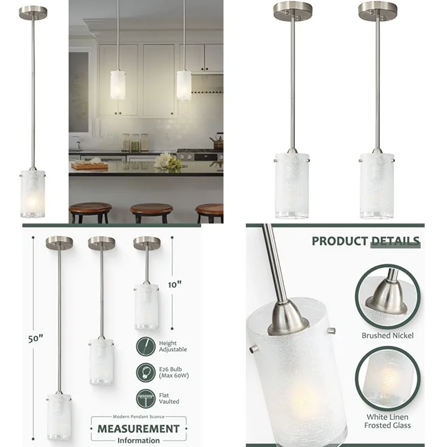 1-Light Mini Pendant Light Fixtures, Modern Chandelier Hanging Ceiling Light with Shade, Brushed Nickel Pendant Lighting for Ki
1-Light Mini Pendant Light Fixtures, Modern Chandelier Hanging Ceiling Light with Shade, Brushed Nickel Pendant Lighting for Ki