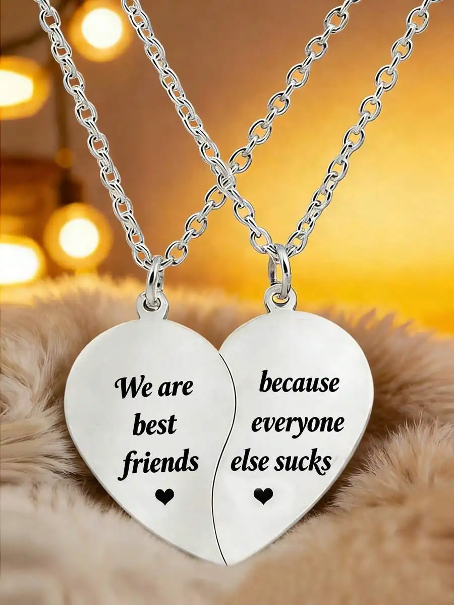 Best Friend Heart Pendant Necklace Set For Women Men Unisex Friendship Gift
Best Friend Heart Pendant Necklace Set For Women Men Unisex Friendship Gift
