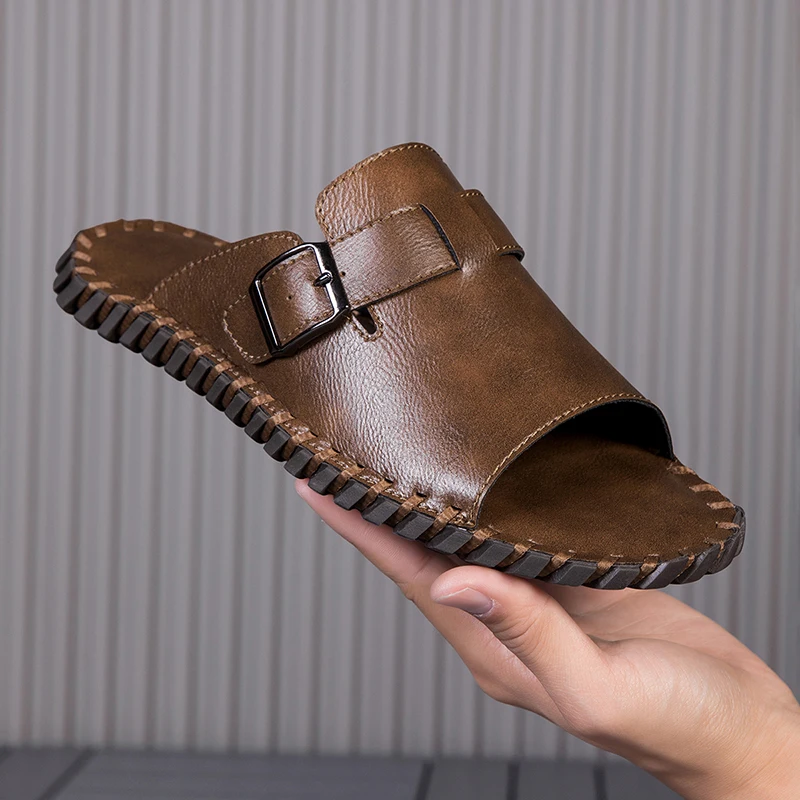 Summer Men Retro Leather Slide Sandals Buckle Strap Non-Slip Flat Slippers Casual Outdoor Beach Shoes Men Large Size 38 - 48
Summer Men Retro Leather Slide Sandals Buckle Strap Non-Slip Flat Slippers Casual Outdoor Beach Shoes Men Large Size 38 - 48