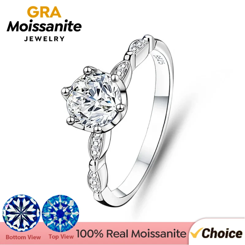 GRA 1CT Real Moissanite Diamond Hexagonal Round Sparkling Ring for Women Daily Wear Real 925 Sterling Silver Luxury Fine Jewelry
GRA 1CT Real Moissanite Diamond Hexagonal Round Sparkling Ring for Women Daily Wear Real 925 Sterling Silver Luxury Fine Jewelry