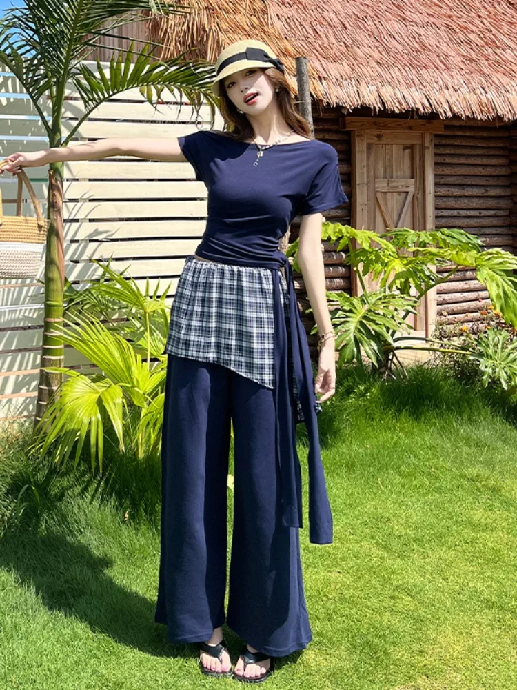 Casual Summer Outfit Women's Short Sleeve Wide Leg Pants Two Piece Set High Waist Trousers Breathable Comfortable Breathable
Casual Summer Outfit Women's Short Sleeve Wide Leg Pants Two Piece Set High Waist Trousers Breathable Comfortable Breathable