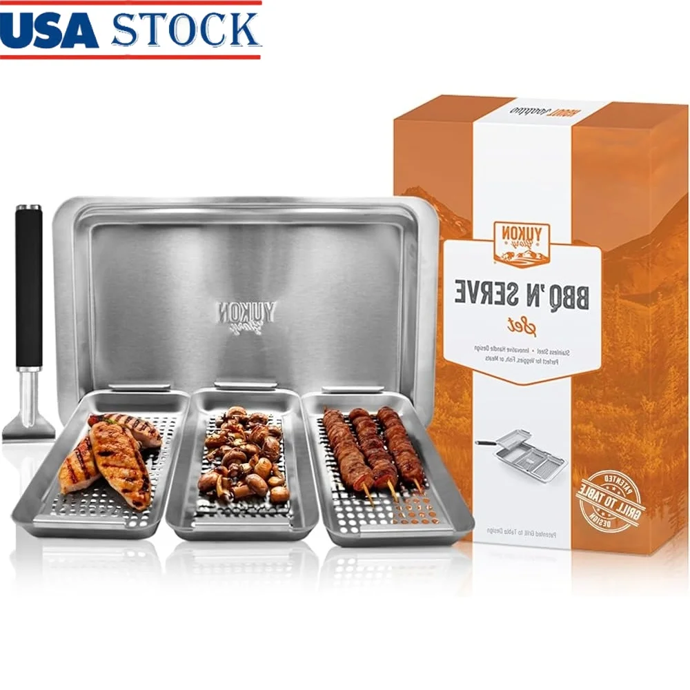 5-Piece BBQ Grill Basket Set Stainless Steel Grilling Baskets Universal Handle Cooking Tray Perfect Vegetables Seafood Barbecue
5-Piece BBQ Grill Basket Set Stainless Steel Grilling Baskets Universal Handle Cooking Tray Perfect Vegetables Seafood Barbecue