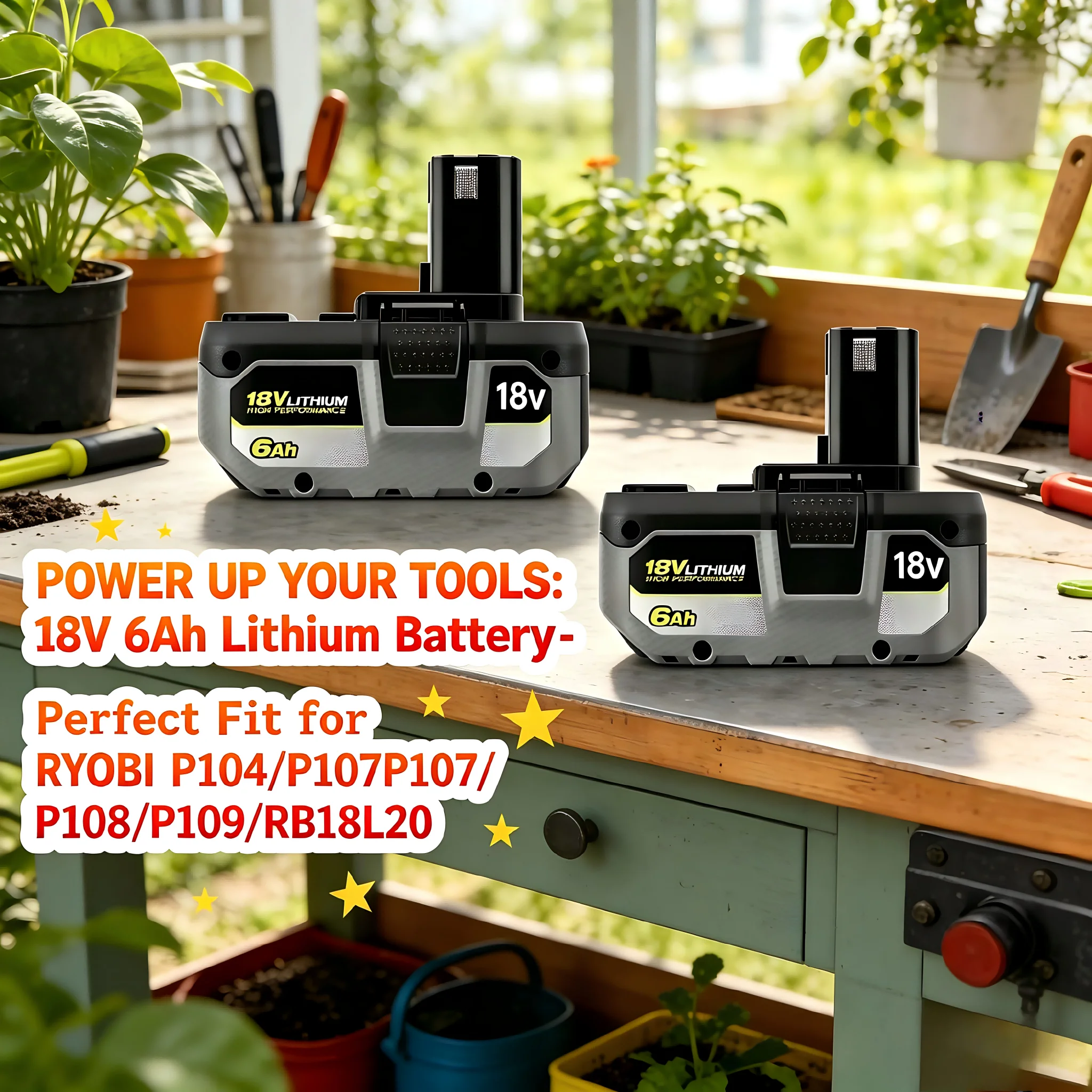 For RYOBI high-performance lithium battery 18V with no memory effect and low self discharge for all tools P104, P107
For RYOBI high-performance lithium battery 18V with no memory effect and low self discharge for all tools P104, P107