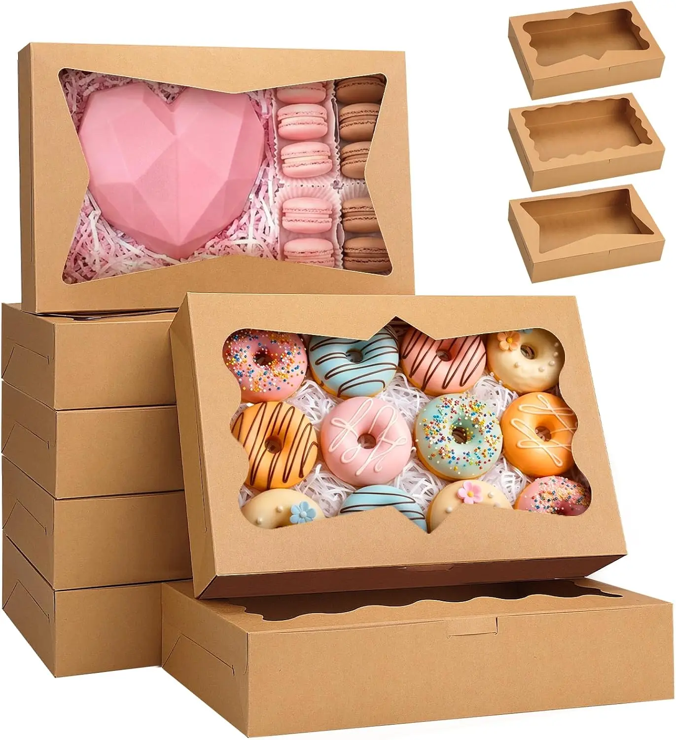 Cookie Boxes 7pcs, 12x8x2.5 Inches White Bakery Boxes with 3 Window Styles for Chocolate Strawberries, Donuts
Cookie Boxes 7pcs, 12x8x2.5 Inches White Bakery Boxes with 3 Window Styles for Chocolate Strawberries, Donuts