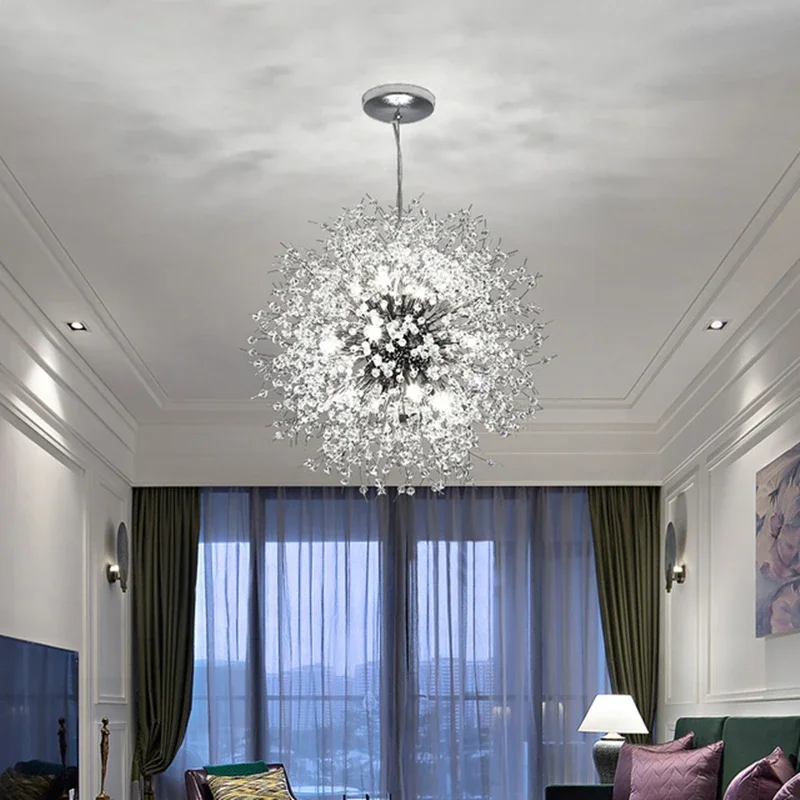 Nordic Luxury Dandelion Crystal Chandelier Modern Restaurant Silver LED Pendant Home Decoration Bedroom Hanging Lampard
Nordic Luxury Dandelion Crystal Chandelier Modern Restaurant Silver LED Pendant Home Decoration Bedroom Hanging Lampard