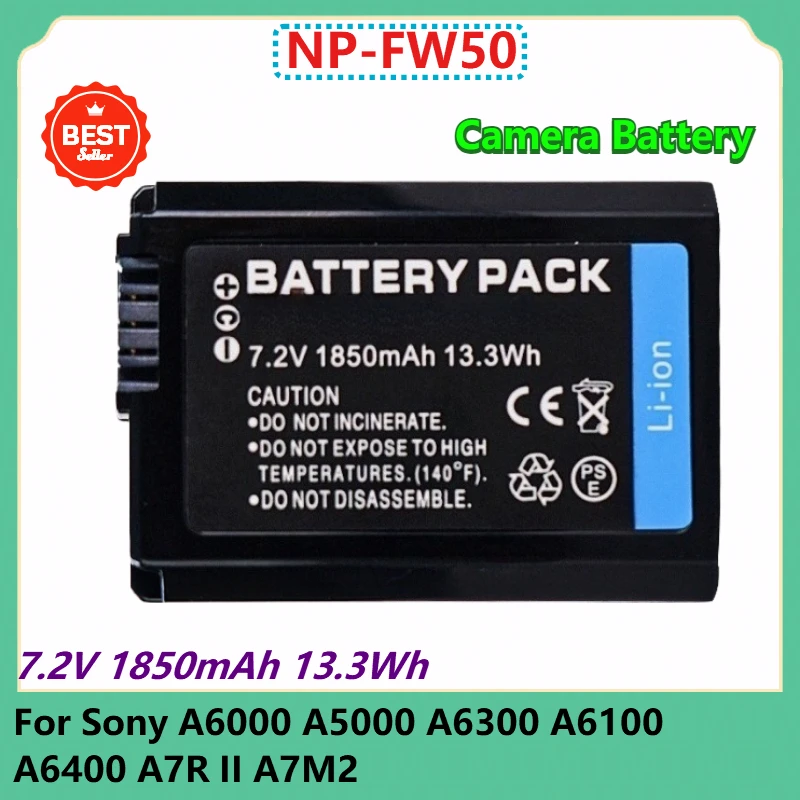 NP-FW50 NPFW50 Replacement Camera Battery 7.2V 1850mAh 13.3Wh for Sony A6000 A5000 A6300 Α6100 A6400 A7R II A7M2
NP-FW50 NPFW50 Replacement Camera Battery 7.2V 1850mAh 13.3Wh for Sony A6000 A5000 A6300 Α6100 A6400 A7R II A7M2