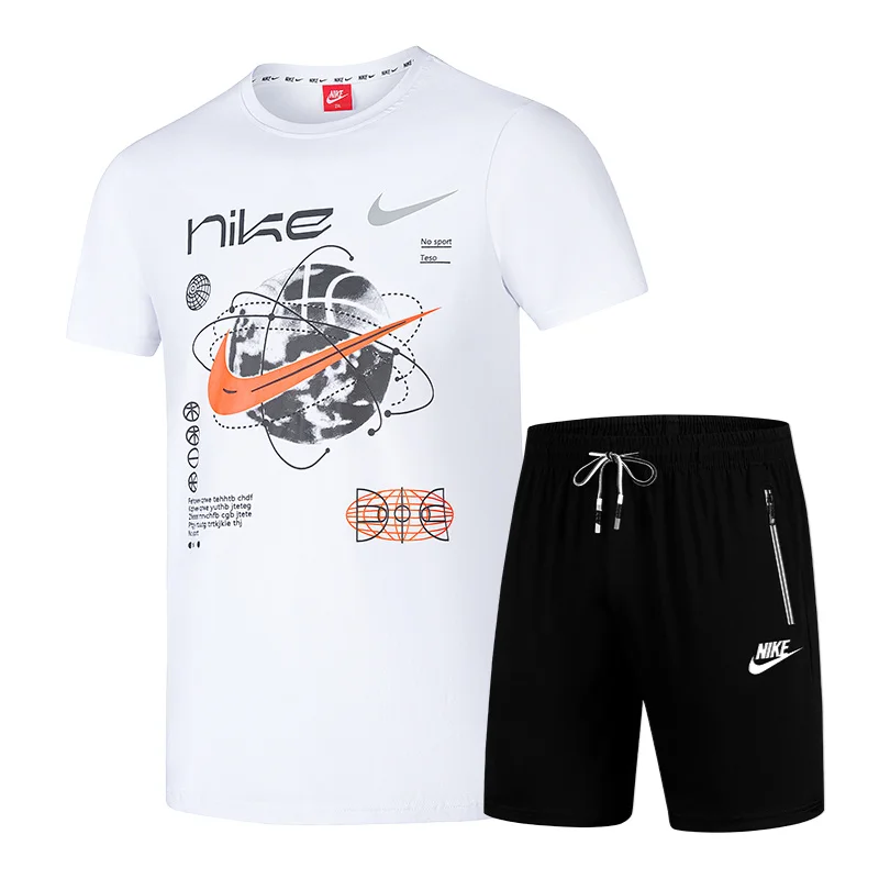 Nike Men's Exercise Sets, Drawstring Design, Adult, Loose, Sweat absorbing, Trendy Short Sleeved and Shorts Sets, Black/White
Nike Men's Exercise Sets, Drawstring Design, Adult, Loose, Sweat absorbing, Trendy Short Sleeved and Shorts Sets, Black/White