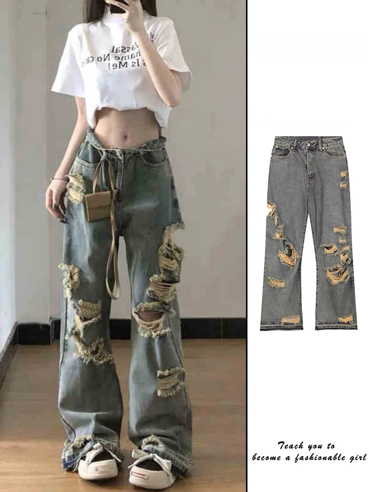 American High Street Loose High Waist Straight Leg Jeans Women Summer New Style Floor Length Pants Wide Leg Casual Trousers
American High Street Loose High Waist Straight Leg Jeans Women Summer New Style Floor Length Pants Wide Leg Casual Trousers