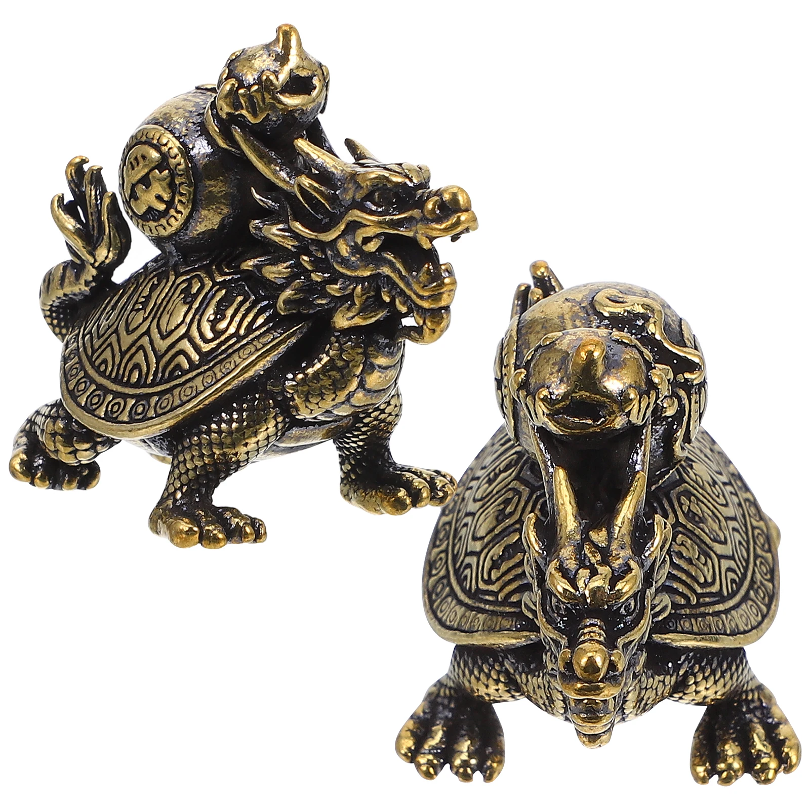 2pcs Desktop Decoration Retro Brass Dragon Turtle Statues Fulu Figurines Miniature Animal naments Home Office 
2pcs Desktop Decoration Retro Brass Dragon Turtle Statues Fulu Figurines Miniature Animal naments Home Office