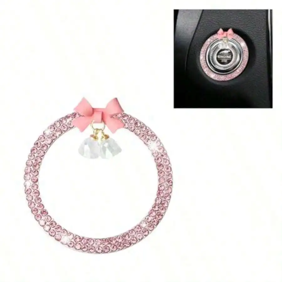 Pink Bling Diamond Car Engine Start Stop Button Decoration Ring Crystal Rhinestone Push To Start Button Cover Knob Ring With Cute Bow For Women
Pink Bling Diamond Car Engine Start Stop Button Decoration Ring Crystal Rhinestone Push To Start Button Cover Knob Ring With Cute Bow For Women