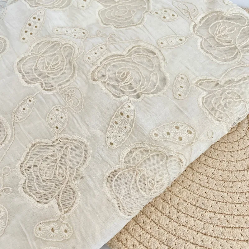 Rose Embroidered Linen Cotton Fabric Hollow Floral Texture Spring Summer Dress Shirt Hanfu Curtains DIY Sewing Craft Material
Rose Embroidered Linen Cotton Fabric Hollow Floral Texture Spring Summer Dress Shirt Hanfu Curtains DIY Sewing Craft Material