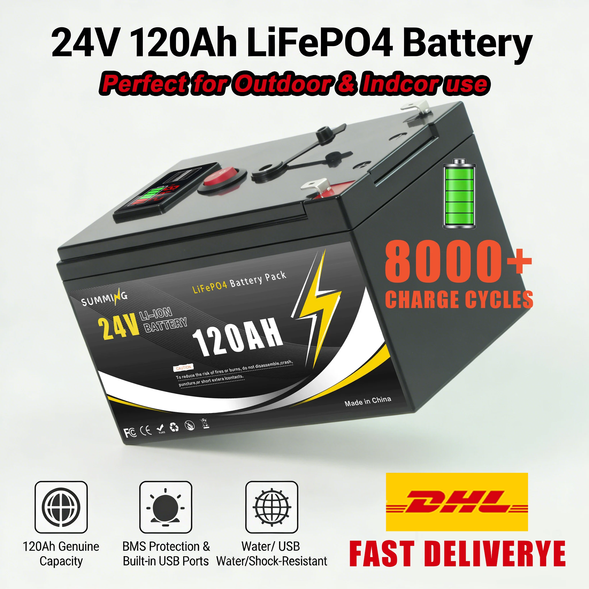 24V Rechargeable Battery 120AHSolar Battery with BMS-Optimized for Home Solar Systems, Off-Grid LivingRV&Boat Electric
24V Rechargeable Battery 120AHSolar Battery with BMS-Optimized for Home Solar Systems, Off-Grid LivingRV&Boat Electric