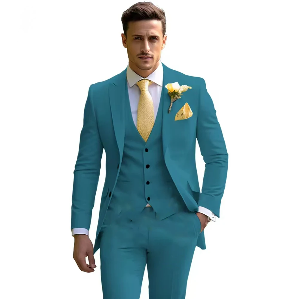 Chic Blue Men Suits 3 Piece Jacket Pants Vest Single Breasted Notch Lapel Slim Fit Blazer High Quality Prom Full Sets Terno
Chic Blue Men Suits 3 Piece Jacket Pants Vest Single Breasted Notch Lapel Slim Fit Blazer High Quality Prom Full Sets Terno