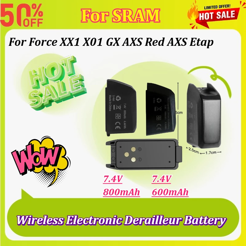 New 7.4V 600/800mAh Replacement Battery for SRAM Force XX1 X01 GX AXS Red AXS Etap Wireless Electronic Derailleur Battery
New 7.4V 600/800mAh Replacement Battery for SRAM Force XX1 X01 GX AXS Red AXS Etap Wireless Electronic Derailleur Battery