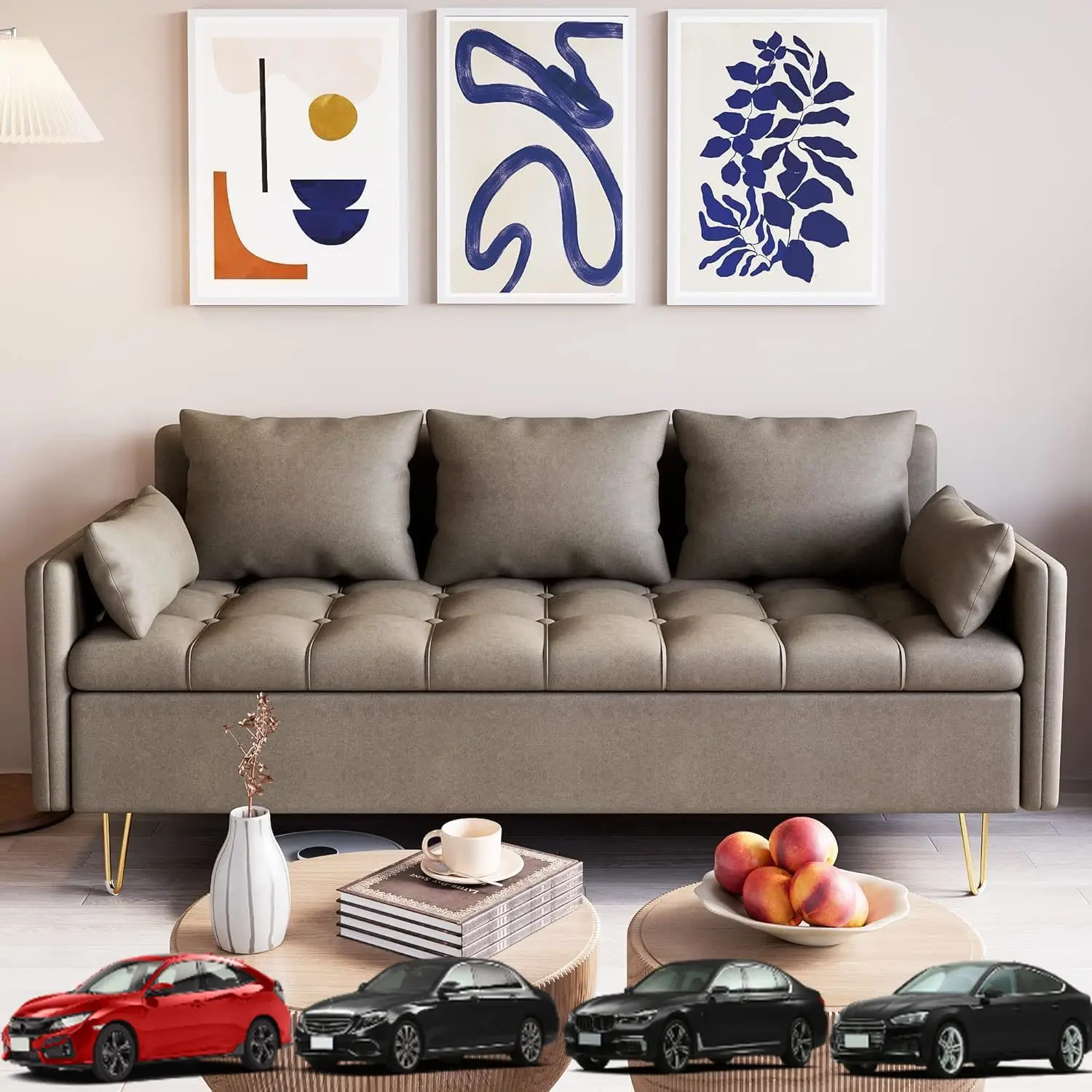 IDEALHOUSE Modern Sofa Couch, Faux Leather 3 Seater Sofa with Liftable Storage and 5 Pillows for Living Room, Bedroom, Dark Brow
IDEALHOUSE Modern Sofa Couch, Faux Leather 3 Seater Sofa with Liftable Storage and 5 Pillows for Living Room, Bedroom, Dark Brow