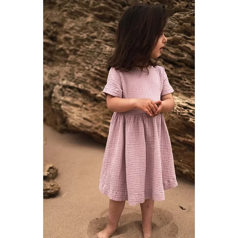 100% Cotton Summer Girls' Dress New Retro Short Sleeved Round Neck Casual Loose Solid Color Beach Dresses فساتين الأطفال платье
100% Cotton Summer Girls' Dress New Retro Short Sleeved Round Neck Casual Loose Solid Color Beach Dresses فساتين الأطفال платье