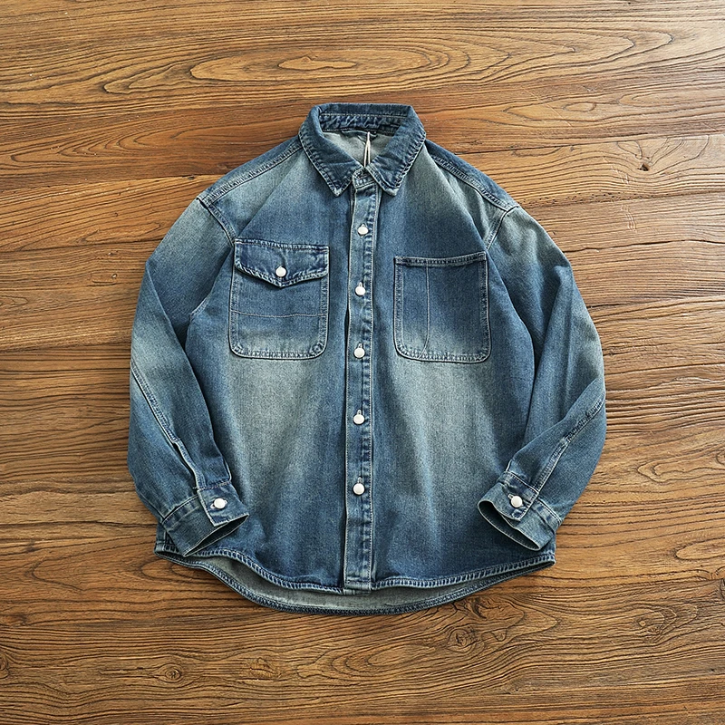 Thiened Heavyweight Workwear Denim irt Men's Ameika Vintage Waed Loose Fit Denim irt Jaet Faion Urban Sle Long ...
Thiened Heavyweight Workwear Denim irt Men's Ameika Vintage Waed Loose Fit Denim irt Jaet Faion Urban Sle Long ...