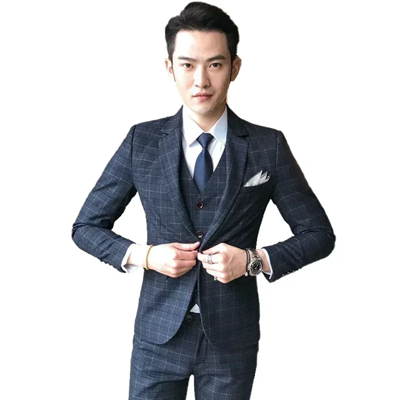 ( Jacket + Vest Pants ) Mens Suit 3 Piece Fashion Boutique Plaid Wedding Business Casual Men Blazer Party Dress Suits
( Jacket + Vest Pants ) Mens Suit 3 Piece Fashion Boutique Plaid Wedding Business Casual Men Blazer Party Dress Suits