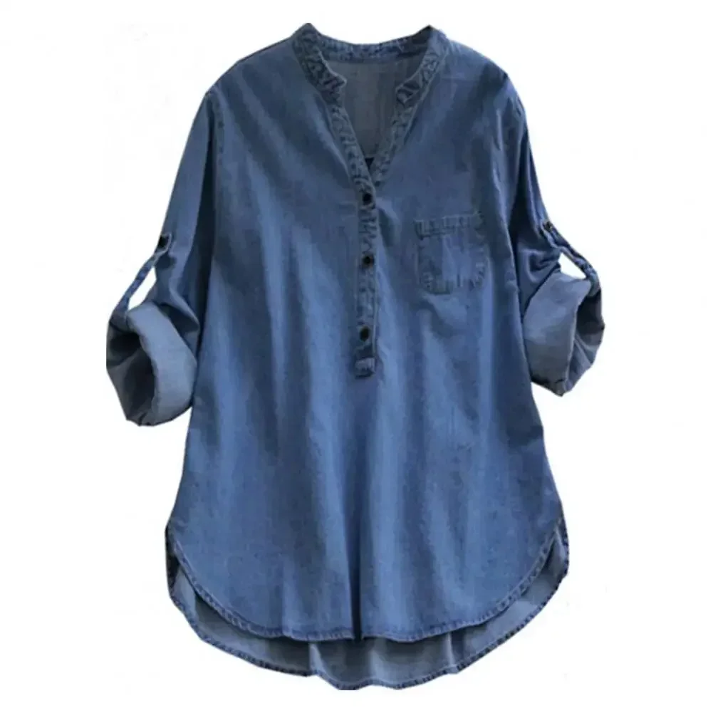 Women Solid Color Denim Shirt Breathable Women Shirt Stylish Women's Solid Color Denim Shirt with Small Stand Collar for A
Women Solid Color Denim Shirt Breathable Women Shirt Stylish Women's Solid Color Denim Shirt with Small Stand Collar for A