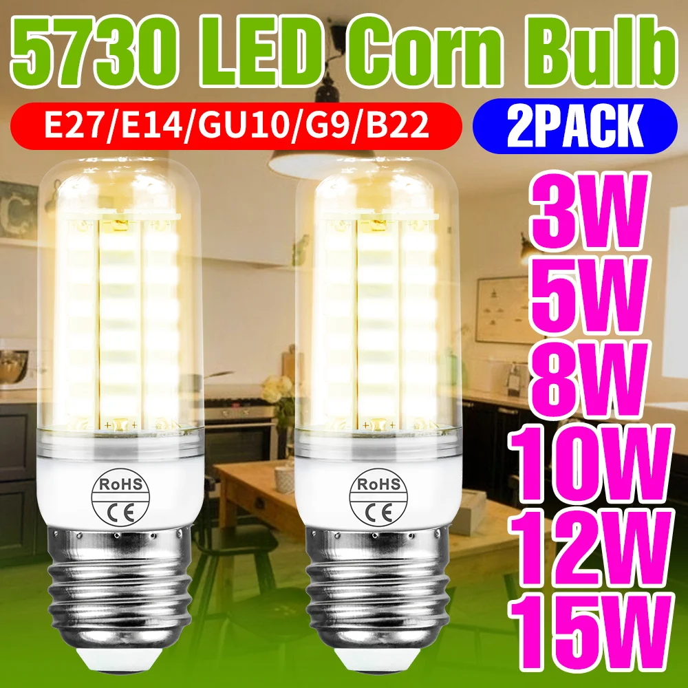 2PCS LED Corn Bulb 220V E27 Lamp E14 Ceiling Light GU10 Chandelier Bulbs B22 For Bedroom Living Room Lighting Cool/Warm White G9
2PCS LED Corn Bulb 220V E27 Lamp E14 Ceiling Light GU10 Chandelier Bulbs B22 For Bedroom Living Room Lighting Cool/Warm White G9