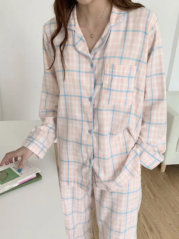Elegant Princess Style Women's Pyjamas Soft Long Sve Plaid Casual Home Clothes Short Sleeve mid Dress Length Summer Sleepwear
Elegant Princess Style Women's Pyjamas Soft Long Sve Plaid Casual Home Clothes Short Sleeve mid Dress Length Summer Sleepwear